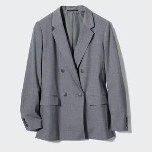 NWT Uniqlo Double-Breasted Gray Blazer Jacket